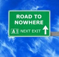 ROAD TO NOWHERE road sign against clear blue sky Royalty Free Stock Photo