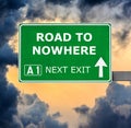 ROAD TO NOWHERE road sign against clear blue sky Royalty Free Stock Photo