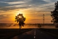 Wayside sunset. Road to nowhere Royalty Free Stock Photo