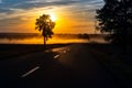 Wayside sunset. Road to nowhere Royalty Free Stock Photo