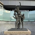 \'The Road to Omaha\' by sculptor John Lajba at the entrance to Charles Swab Field in Omaha.