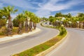 road to Portimao with palm trees at edges Royalty Free Stock Photo