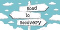 Road to recovery - outline signpost with three arrows