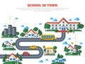 Road to School in Town on White Royalty Free Stock Photo