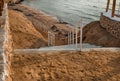 Road to the sea is made of sandstone and clay steps. Stairway to the beach, concept of rest