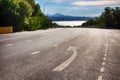 The road to the sea. The road on vacation. Seascape. Sea and mountains, a place to relax.