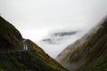 Dangerous mountain road going up in the nowhere Royalty Free Stock Photo