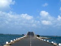 Beautiful sunny sky with asphalt highways road in coastal area Royalty Free Stock Photo