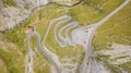 Road to the Stelvio mountain pass in Italy. Amazing view at the mountain bends creating beautiful shapes