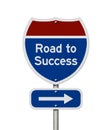 Road to success on red, white and blue USA highway sign