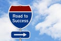 Road to success on red, white and blue USA highway sign