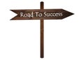 Road to success text on Brown Wooden Road Sign. Royalty Free Stock Photo