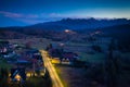 Road to the Tatra Mountains at dusk. Poland Royalty Free Stock Photo