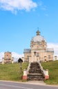 The road to the temple. Catholic church of the Holy Trinity.Liskiava Royalty Free Stock Photo