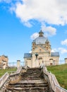 The road to the temple. Catholic church of the Holy Trinity. Liskiava Royalty Free Stock Photo