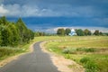 The road to the temple in the Gomel region of the Republic of Belarus. Royalty Free Stock Photo