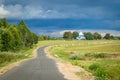 The road to the temple in the Gomel region of the Republic of Belarus.