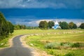 The road to the temple in the Gomel region of the Republic of Belarus. Royalty Free Stock Photo