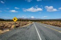 Road to Tongariro National Park, with Kiwi sign, New Zealand Royalty Free Stock Photo