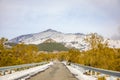 Road to volcano and snow covered Etna Mount, Sicily, Italy Royalty Free Stock Photo