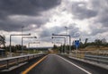 Road toll station with cameras that autocratically photographs all cars passing by