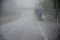 A road in torrential rain