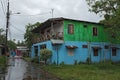 Road in tortuguero village at rainy weather, Costa Rica Royalty Free Stock Photo