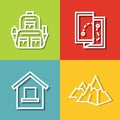 Road tourist icons in line style on color background