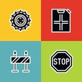 Road tourist icons in line style on color background