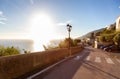 Road in Touristic Town, San Lazzaro, on Mountain Landscape by the Sea. Amalfi Coast, Italy.