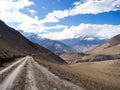 Road toward to the mountain with overcast sky at distance Royalty Free Stock Photo