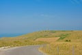 Road towards cap blanc nez along the fields on the cliffs on the French Northe sea coast, Royalty Free Stock Photo