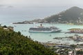 Cruise liners moored at the terminal in Road Town on the main island of Tortola, British Virgin Islands Royalty Free Stock Photo