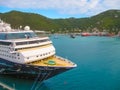 Road Town, Tortola, British Virgin Islands - February 06, 2013: Cruise ship Mein Schiff 1 docked in port Royalty Free Stock Photo