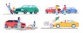 Road traffic accident, car crash set, vector flat isolated illustration Royalty Free Stock Photo