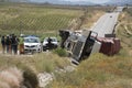 Road traffic accident overturned truck