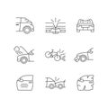 Road traffic accidents linear icons set Royalty Free Stock Photo