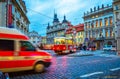 Road traffic Old Town square Prague city at twilight Czechia Royalty Free Stock Photo