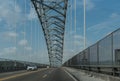 Road traffic on the bridge of the americas entrance to the panama canal in the west of panama city Royalty Free Stock Photo