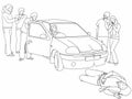 Road traffic collision - first aidertalks to driver and calls for help