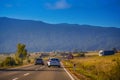 Road with traffic and landscape Royalty Free Stock Photo