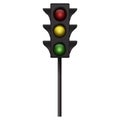 Road traffic light red green yellow color realistic vector illuminated urban regulate