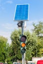 Road traffic light and solar panel Royalty Free Stock Photo