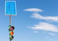 Road traffic light and solar panel Royalty Free Stock Photo