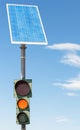 Road traffic light and solar panel Royalty Free Stock Photo