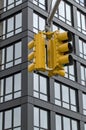 road traffic light (stop light) in front of tall residential building (luxury high rise) urban Royalty Free Stock Photo