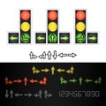 Road Traffic Light Vector. Realistic LED Panel. Sequence Lights Red, Yellow, Green. Time, Turn, Go, Wait, Stop Signals Royalty Free Stock Photo