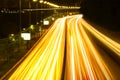 Road traffic, motion blur effect. View of car light trails at night Royalty Free Stock Photo