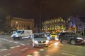 Road traffic at night in Bucharest in the area of the military circle Royalty Free Stock Photo