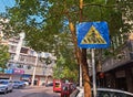 Road traffic sign Pedestrian crossing Royalty Free Stock Photo